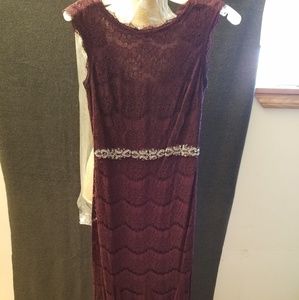 Betsey and Adam Maroon colored maxi dress
